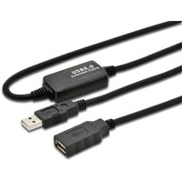 USB 2.0 hosszabbító kábel 10m+erősítő Wiretek VE594