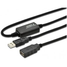 USB 2.0 hosszabbító kábel 10m+erősítő Wiretek VE594