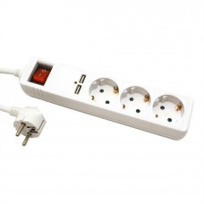 Hálózati elosztó 3-as (földelt) 1,5m + 2xUSB 2.1A 19.99.1035 Hálózati elosztó 3-as (földelt) 1,5m + 2xUSB 2.1A 19.99.1035