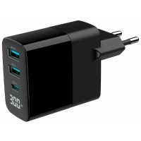 Hálózati töltő 2xUSB + 1xUSB-C aljzattal Gembird 30W GaN TA-UC-PDQC30LCD-BK-02