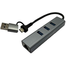 USB- > UTP 10/100/1000 átalakító (USB 3.2) +hub LC Power LC-HUB-C-MULTI-9 USB- > UTP 10/100/1000 átalakító (USB 3.2) +hub LC Power LC-HUB-C-MULTI-9