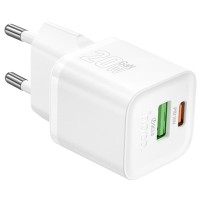Hálózati töltő 1xUSB + 1xUSB-C aljzattal Hoco 20W PD N65 Hálózati töltő 1xUSB + 1xUSB-C aljzattal Hoco 20W PD N65