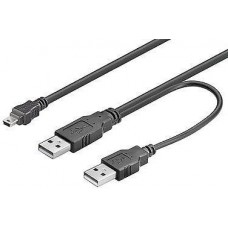 USB 2.0 Y kábel - 2x USB AM + 1x miniUSB 5pin Goobay 93587